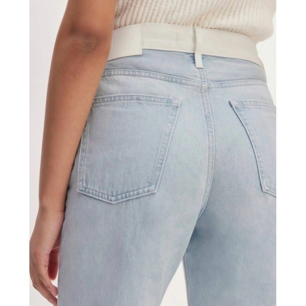 Everlane NWT The Way High Jean 29 Two Tone Split White Blue Straight Leg Rigid - Picture 5 of 13
